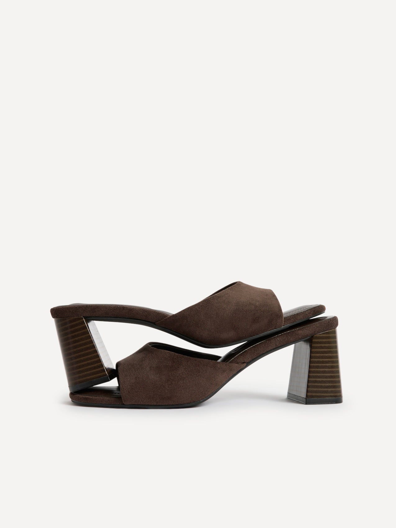 Cannes Brown Faux Suede Mule Heels