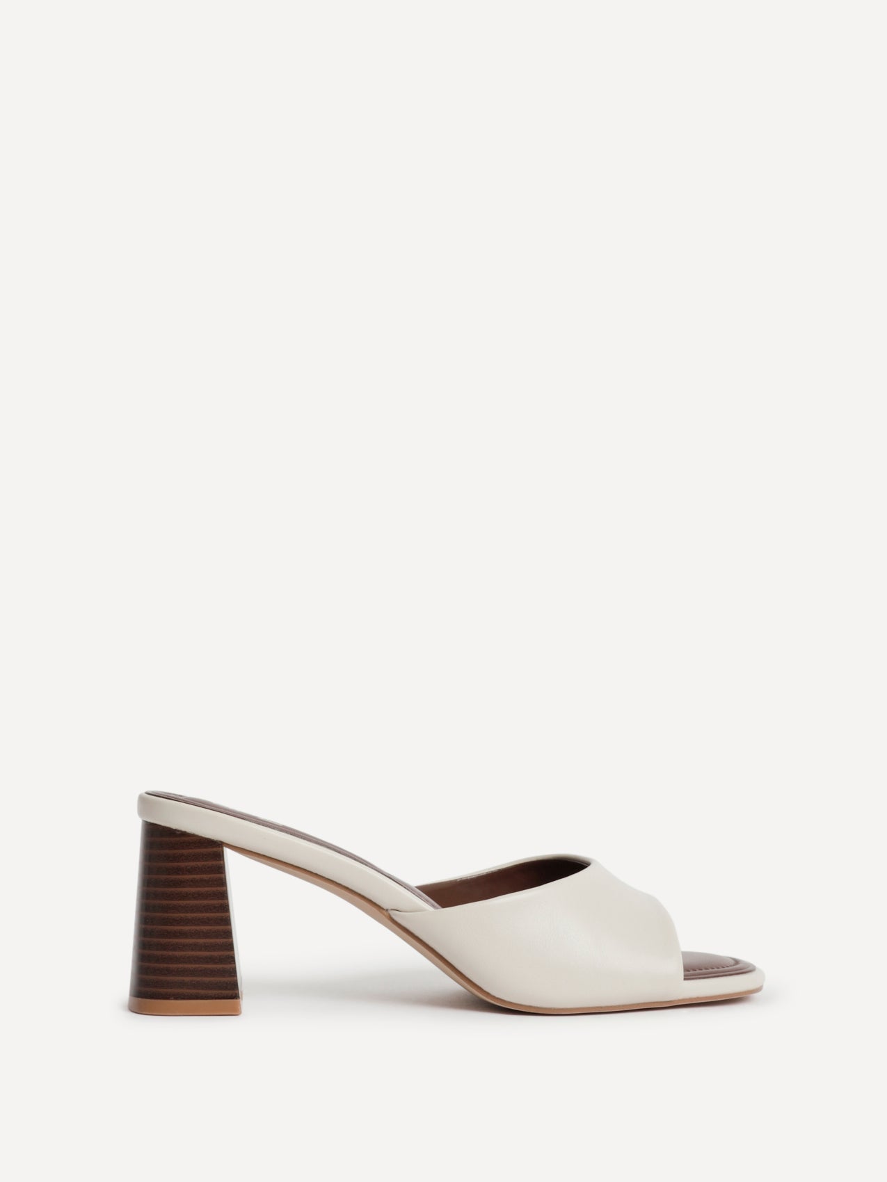 Cannes Ivory Faux Leather Mule Heels