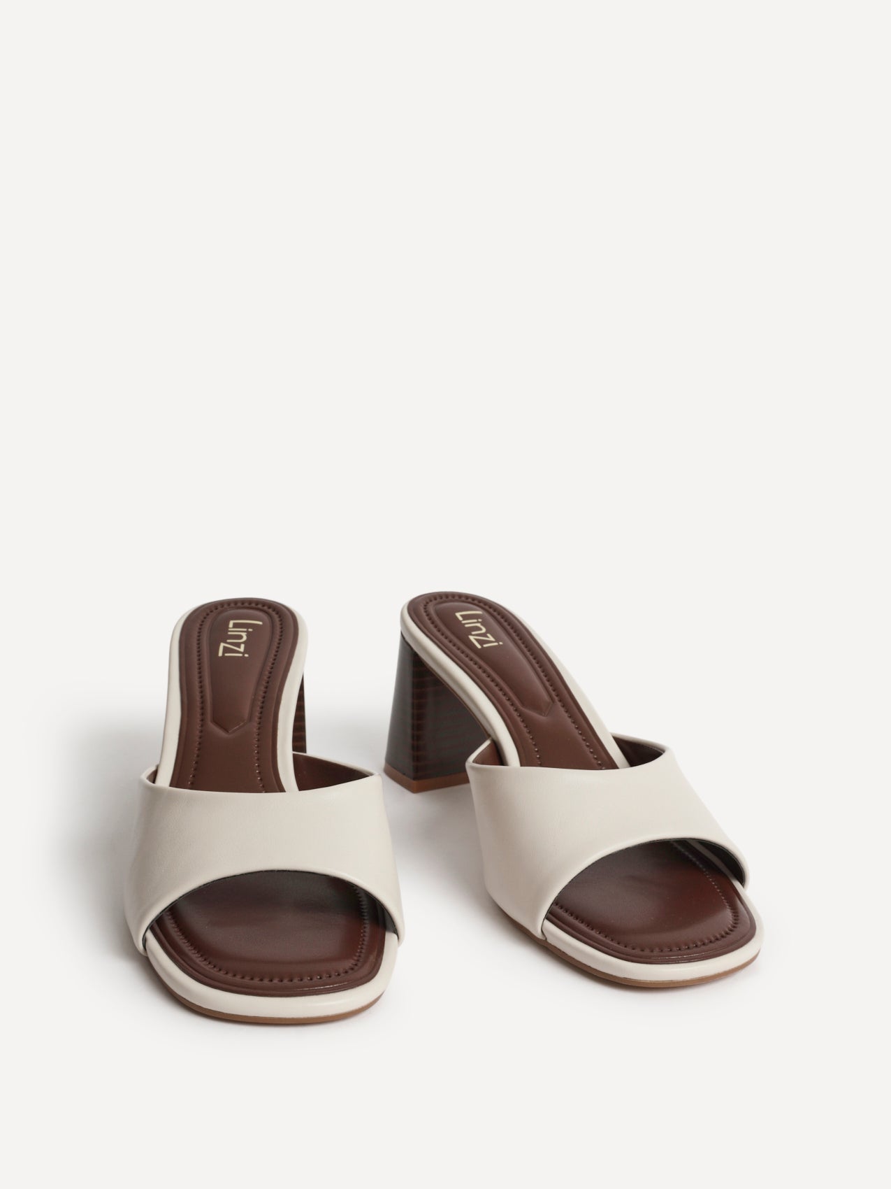 Cannes Ivory Faux Leather Mule Heels