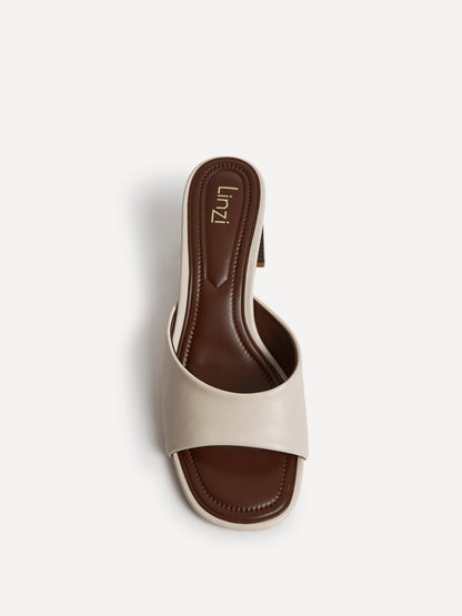 Cannes Ivory Faux Leather Mule Heels
