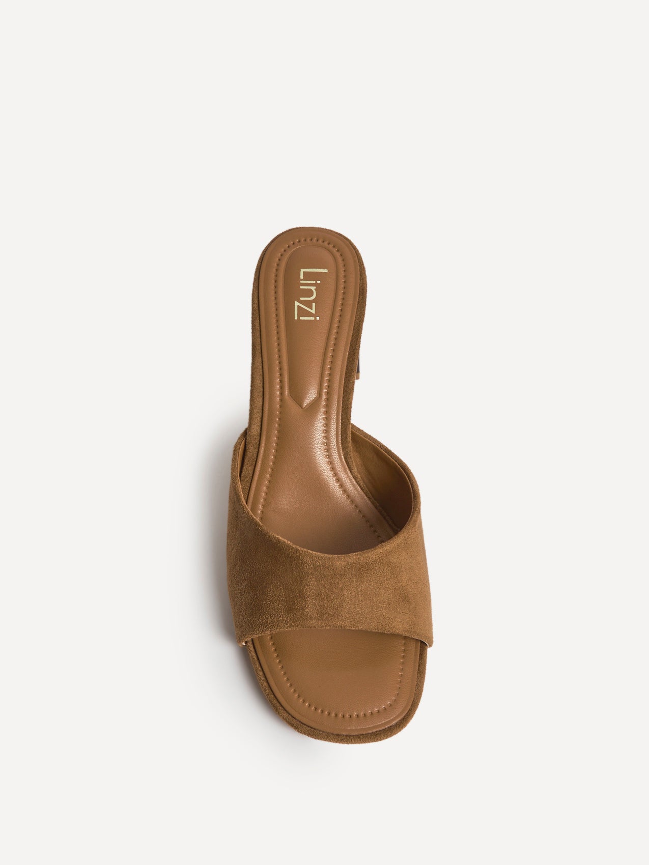 Cannes Tan Faux Suede Mule Heels
