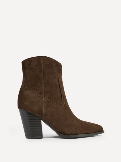 Canyon Brown Suede Leather Cowboy Ankle Boots
