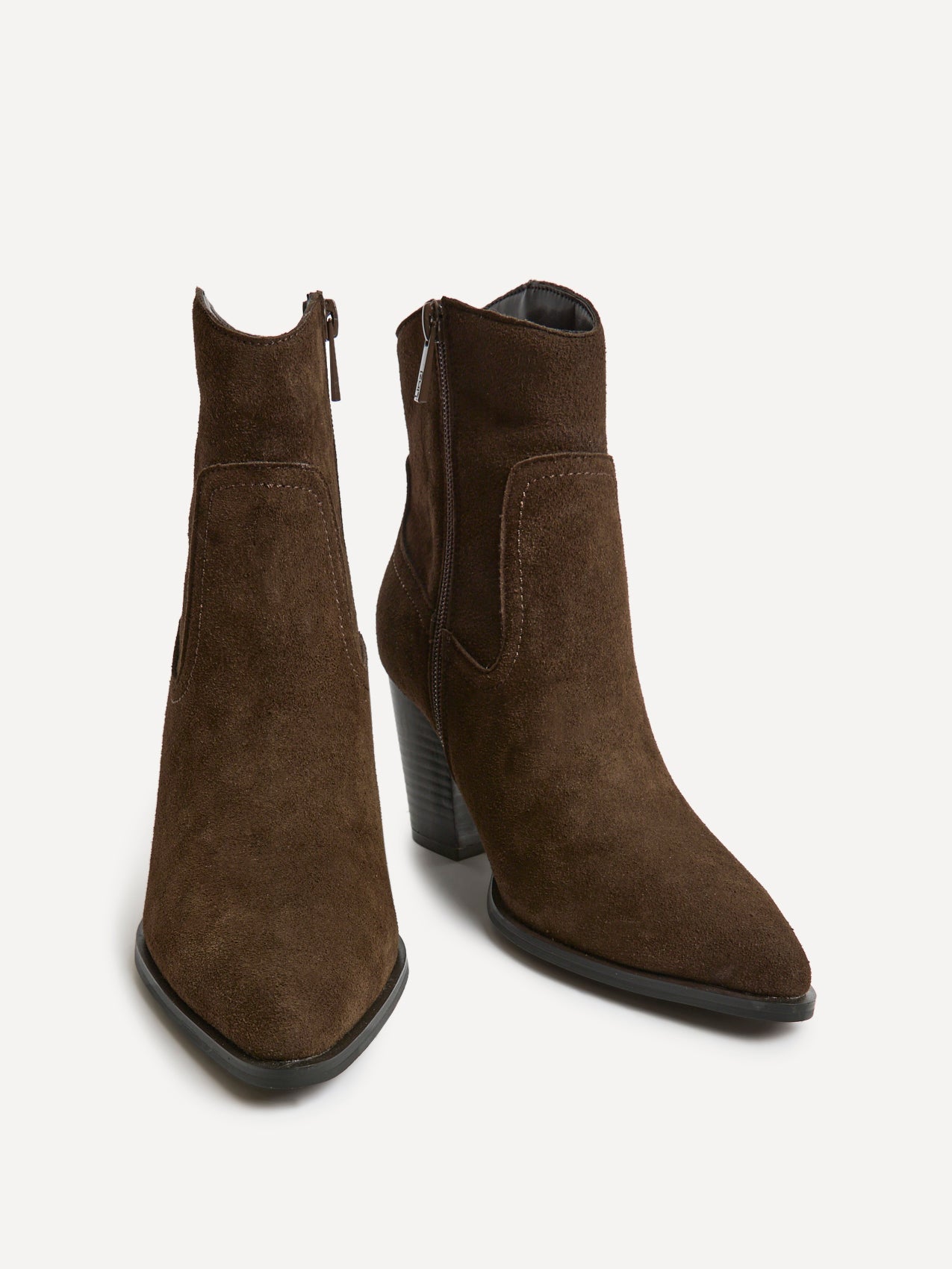 Canyon Brown Suede Leather Cowboy Ankle Boots