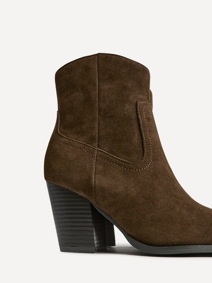Canyon Brown Suede Leather Cowboy Ankle Boots