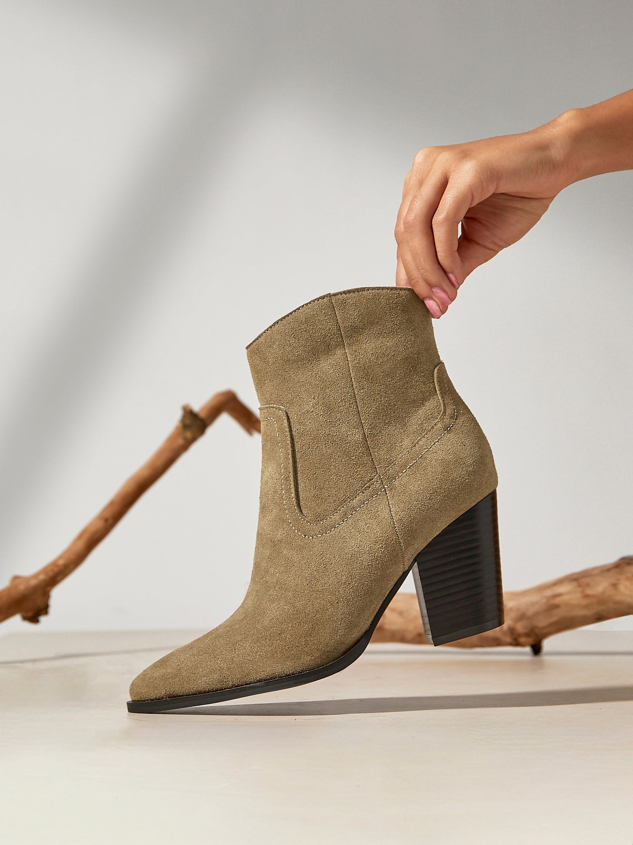 Canyon Sand Suede Leather Cowboy Ankle Boots