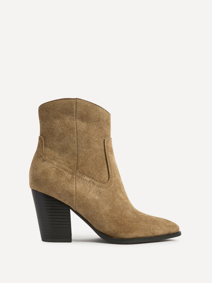 Canyon Sand Suede Leather Cowboy Ankle Boots