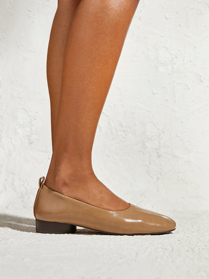 Capsule Camel Faux Leather Ballet Flats