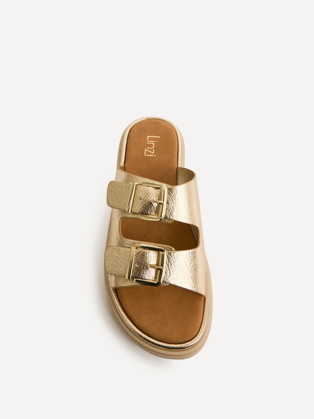 Capture Gold Double Buckle Flat Sandals