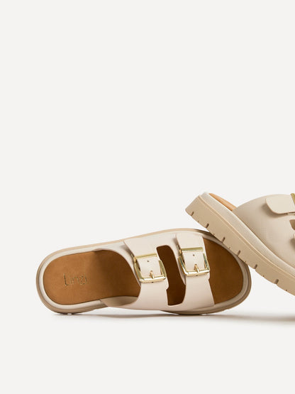 Capture Nude Double Buckle Flat Sandals