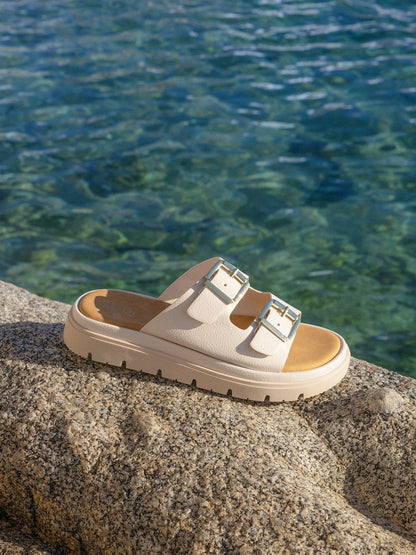 Capture Nude Double Buckle Flat Sandals