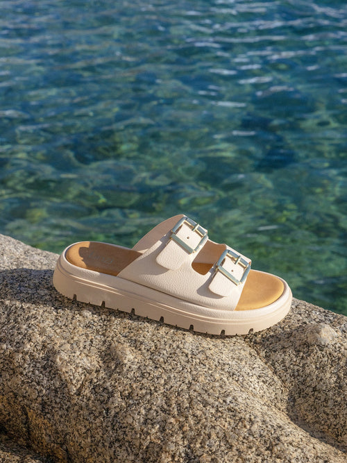 Capture Nude Double Buckle Flat Sandals
