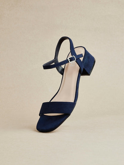 Carlie Wide Fit Navy Faux Suede Low Heels