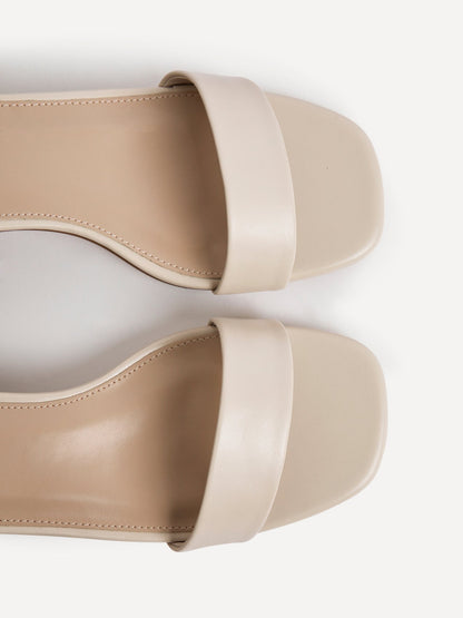 Carlie Wide Fit Nude Faux Leather Low Heels
