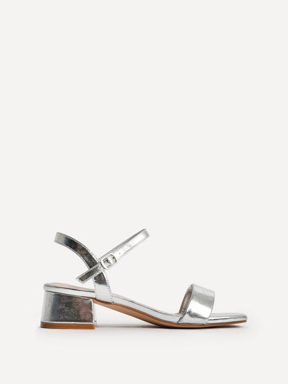 Carlie Wide Fit Silver Faux Leather Low Heels