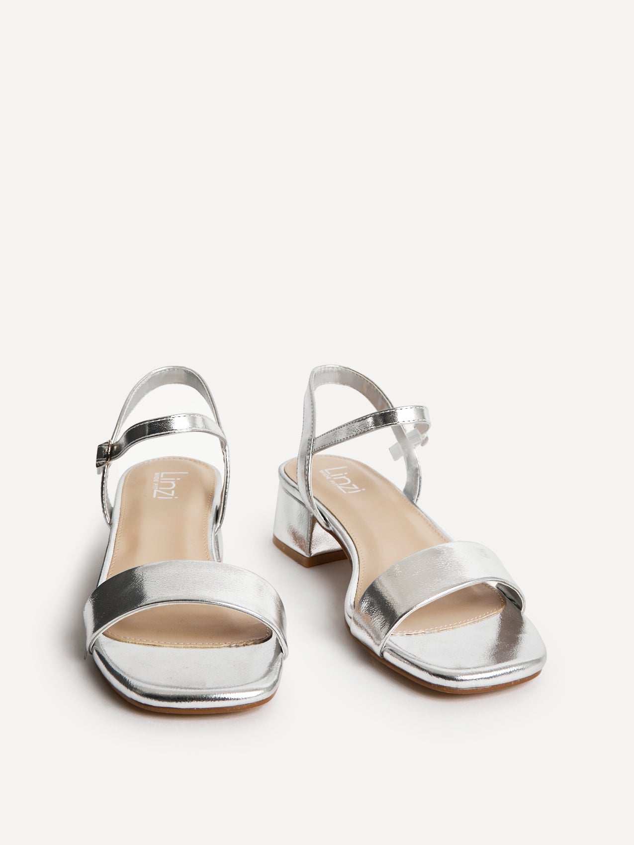 Carlie Wide Fit Silver Faux Leather Low Heels