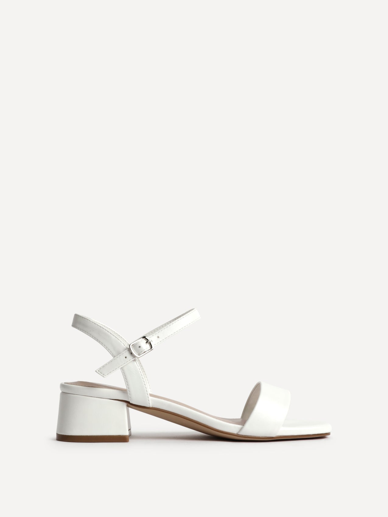 Carlie Wide Fit White Faux Leather Low Heels