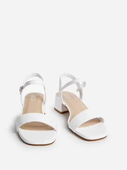 Carlie Wide Fit White Faux Leather Low Heels