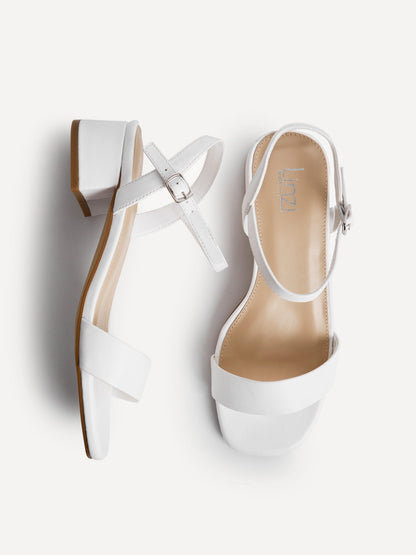 Carlie Wide Fit White Faux Leather Low Heels