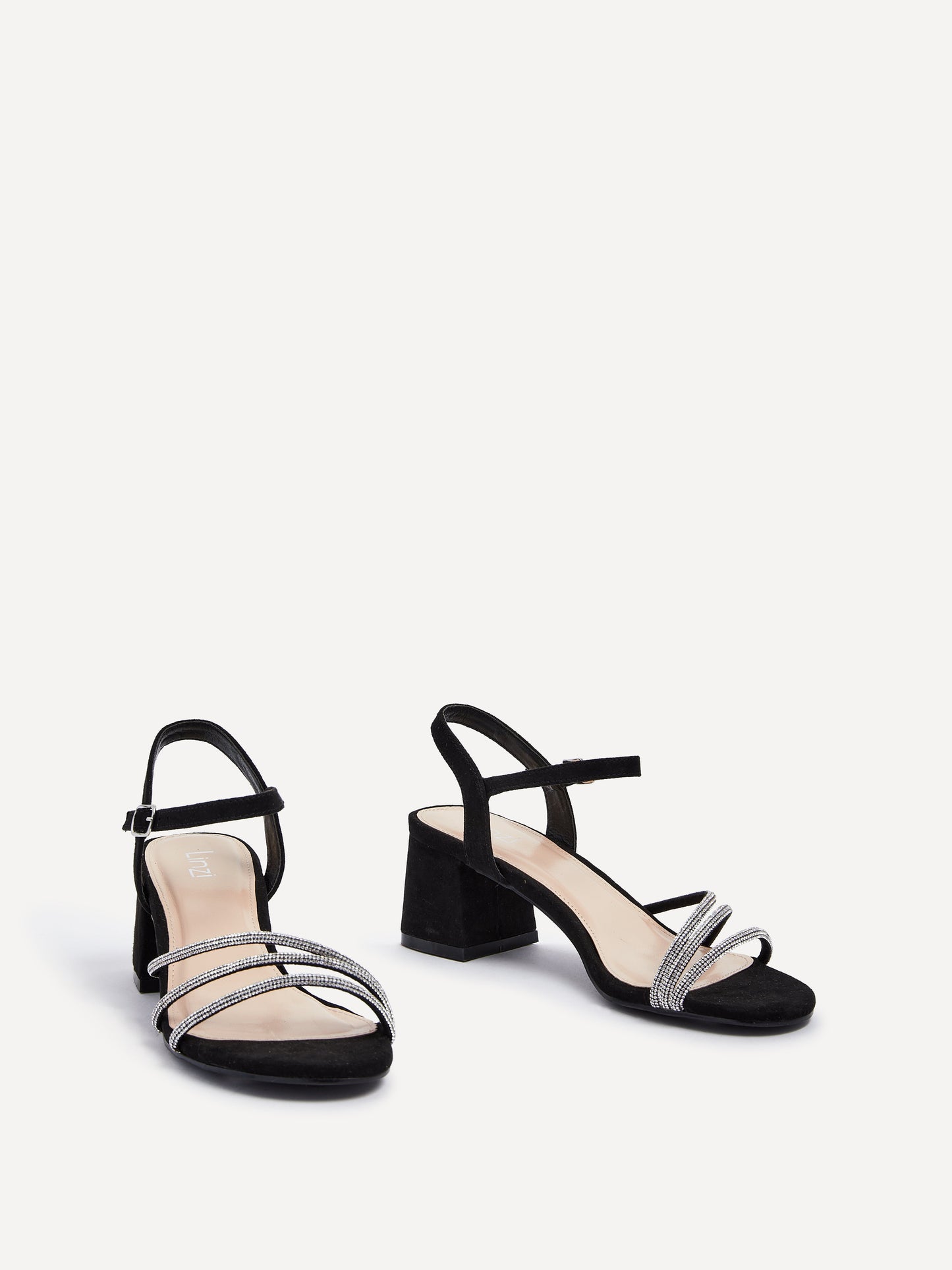 Carnation Black Diamante Heeled Sandals