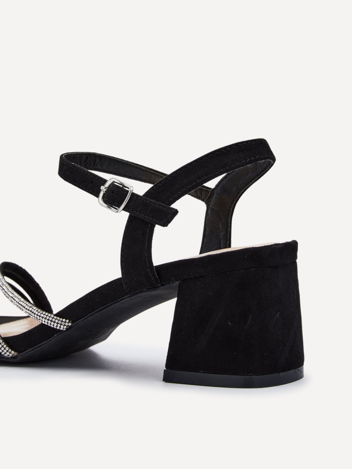 Carnation Black Diamante Heeled Sandals