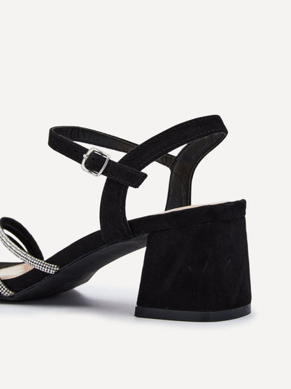 Carnation Black Diamante Heeled Sandals