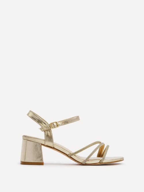 Carnation Gold Diamante Heeled Sandals