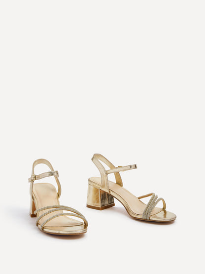 Carnation Gold Diamante Heeled Sandals
