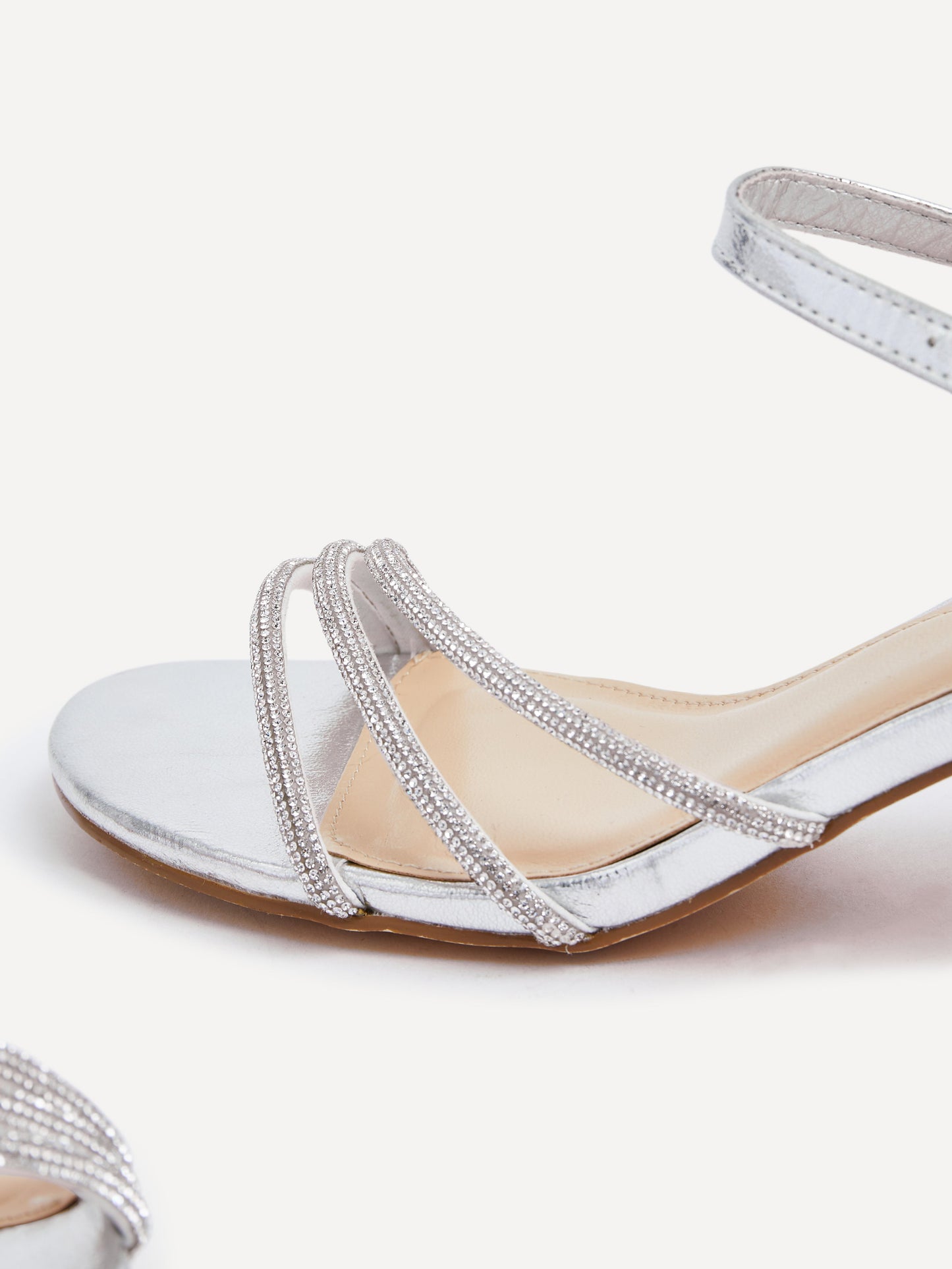 Carnation Silver Diamante Heeled Sandals