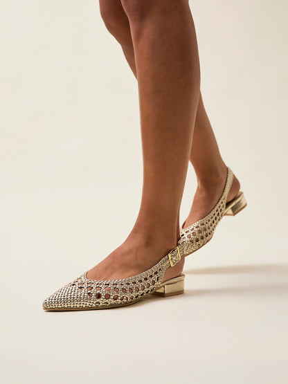 Carolina Gold Faux Leather Ballet Flats