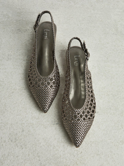 Carolina Pewter Faux Leather Ballet Flats