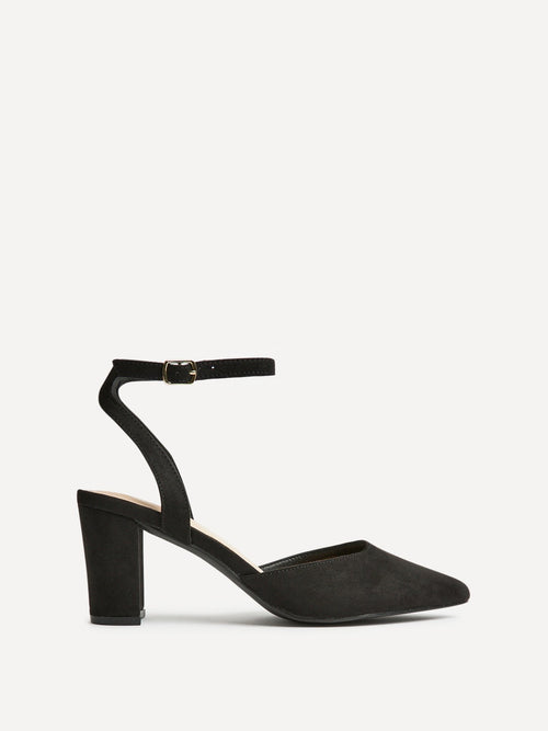 Carrie Black Faux Suede Court Heels