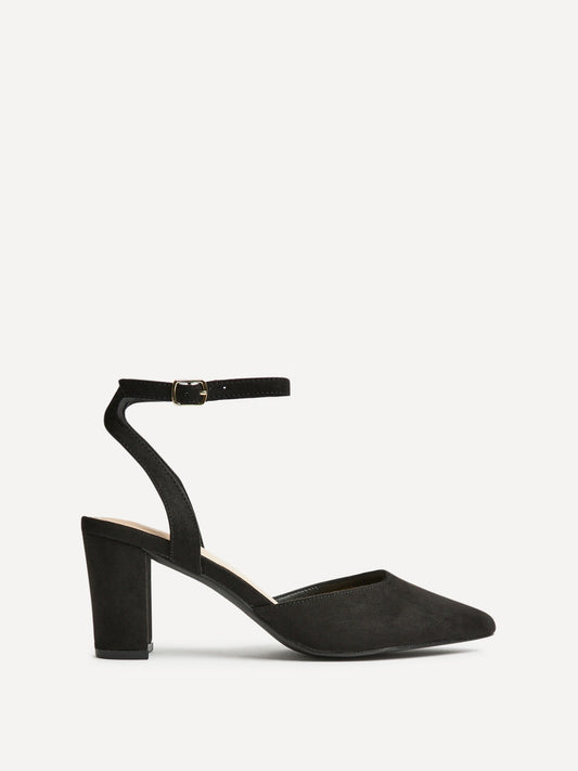 Carrie Black Faux Suede Court Heels