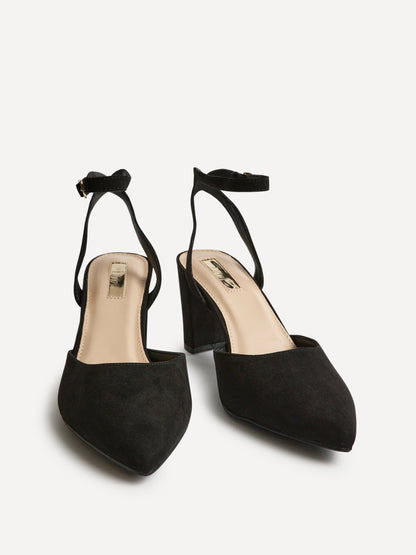 Carrie Black Faux Suede Court Heels