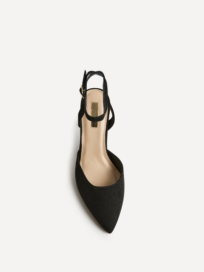 Carrie Black Faux Suede Court Heels