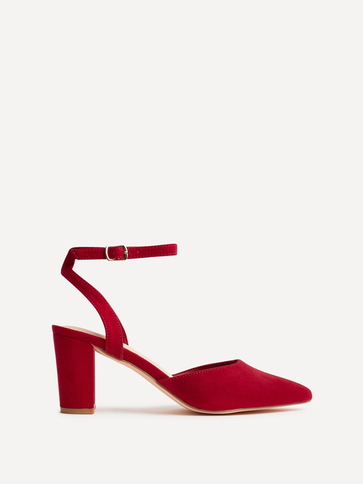 Carrie Red Faux Suede Court Heels
