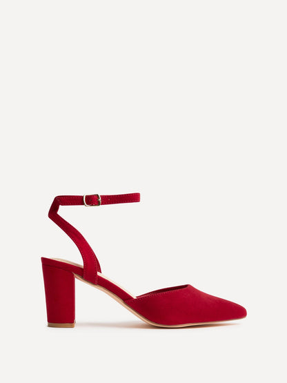 Carrie Red Faux Suede Court Heels