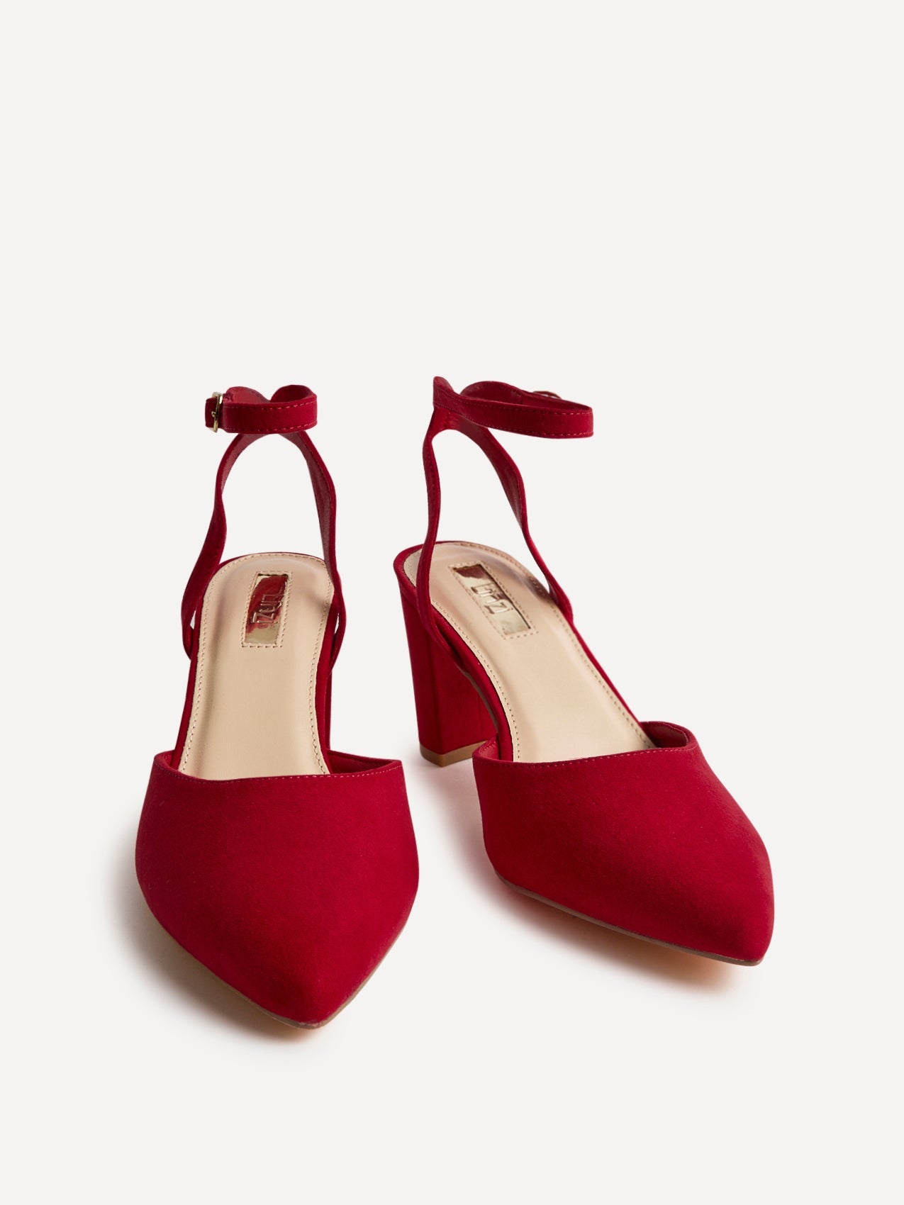 Carrie Red Faux Suede Court Heels