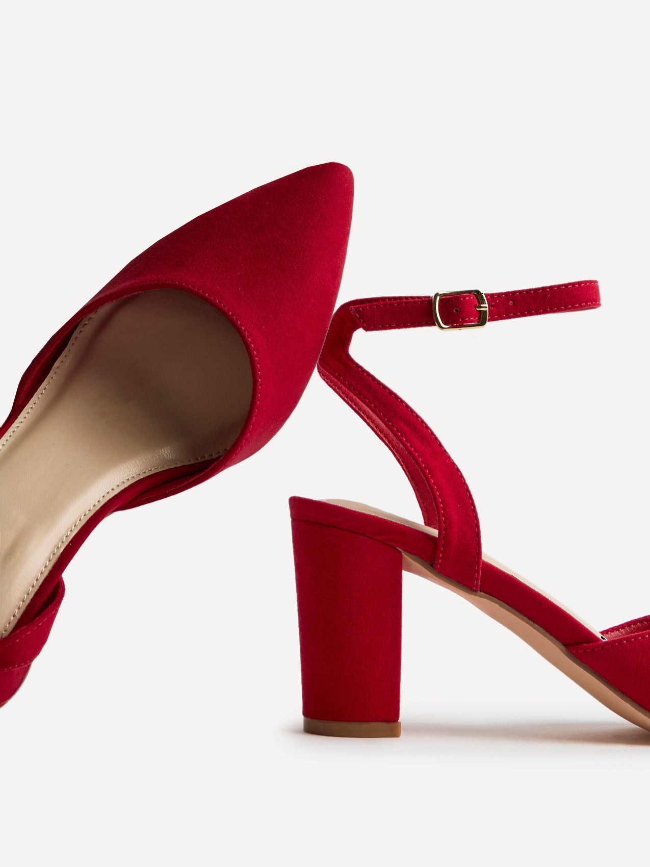 Carrie Red Faux Suede Court Heels