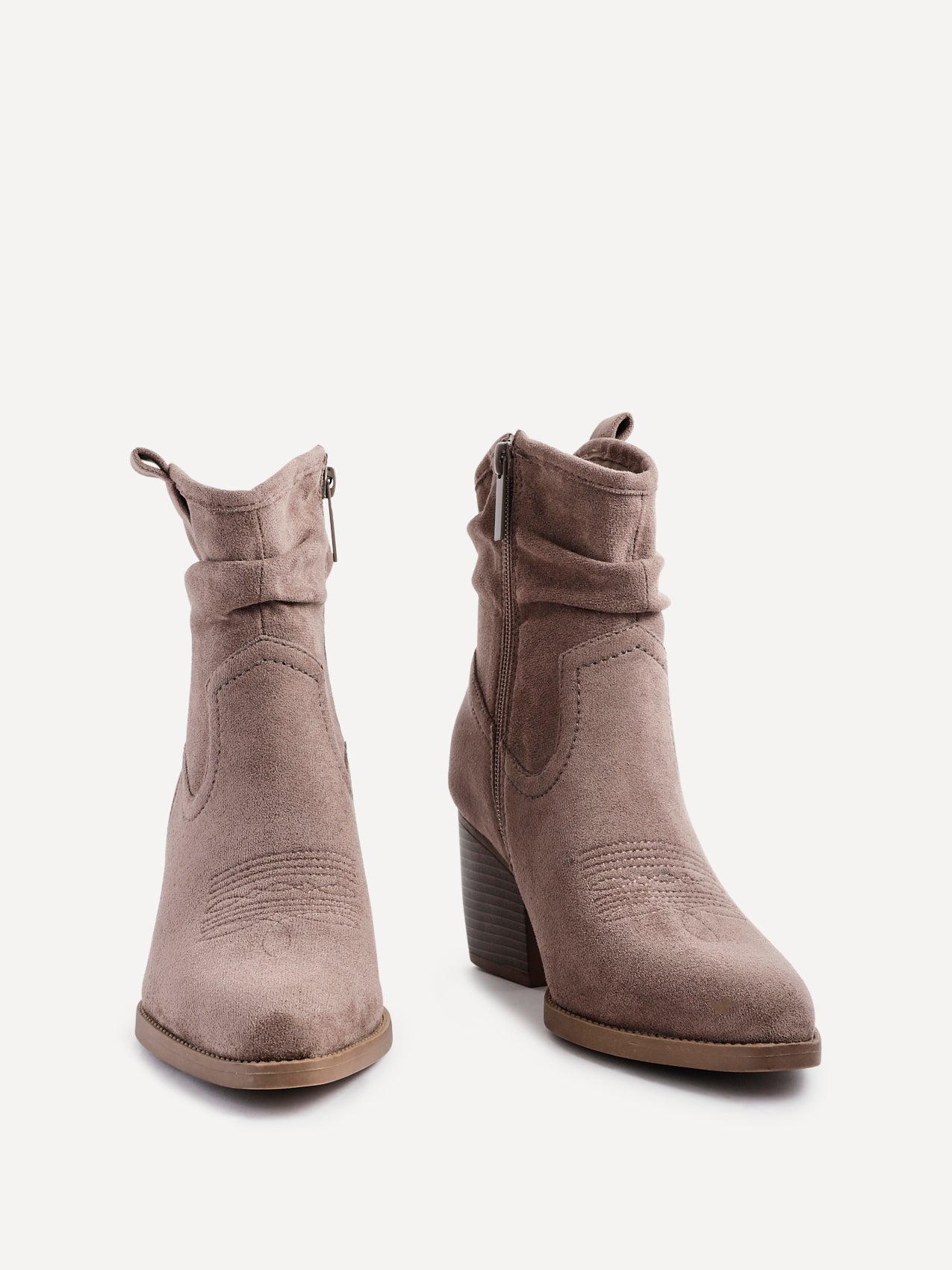Carter Mocha Cowboy Block Heeled Ankle Boots