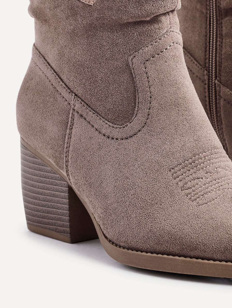 Carter Mocha Cowboy Block Heeled Ankle Boots