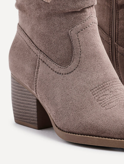 Carter Mocha Cowboy Block Heeled Ankle Boots