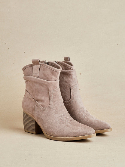 Carter Mocha Cowboy Block Heeled Ankle Boots