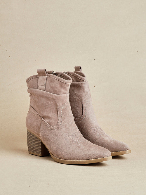 Carter Mocha Cowboy Block Heeled Ankle Boots