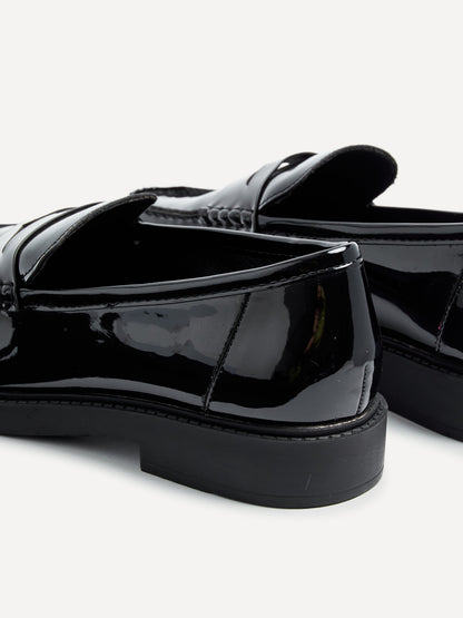 Cartia Wide Fit Black Patent Loafers