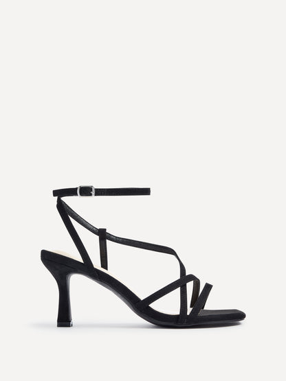 Cassie Wide Fit Black Strappy Heels