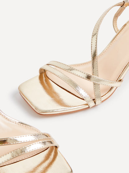 Cassie Wide Fit Gold Strappy Heels