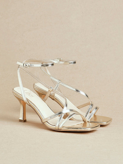 Cassie Wide Fit Gold Strappy Heels