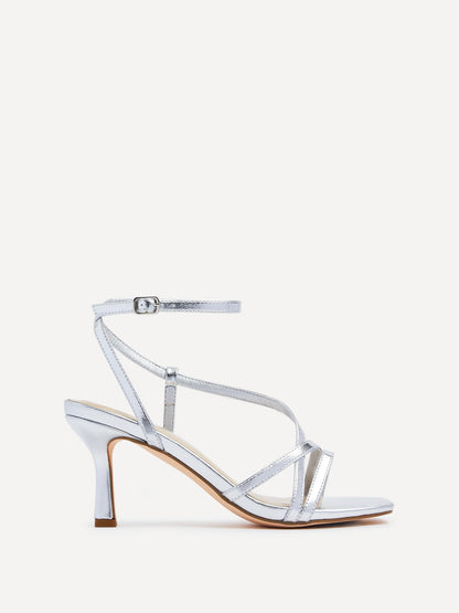 Cassie Wide Fit Silver Strappy Heels