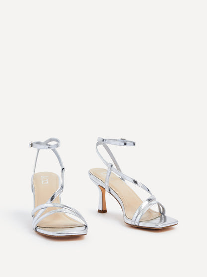 Cassie Wide Fit Silver Strappy Heels