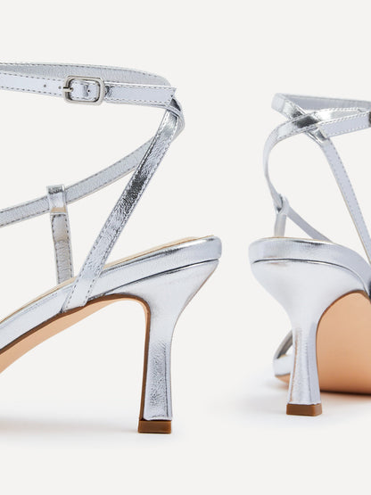 Cassie Wide Fit Silver Strappy Heels